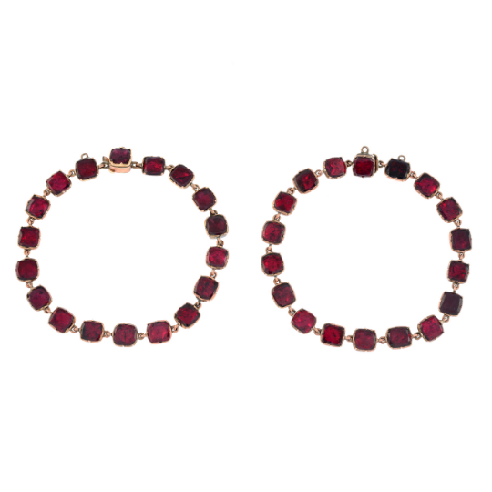 Pair of Georgian foil back garnet bracelets