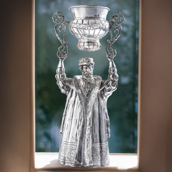 A German silver tall wager or marriage cup