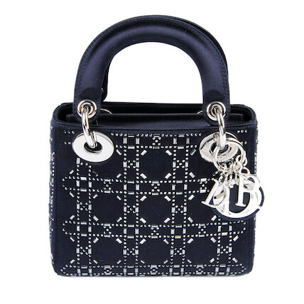 a satin and Swarovski Mini Lady Dior handbag