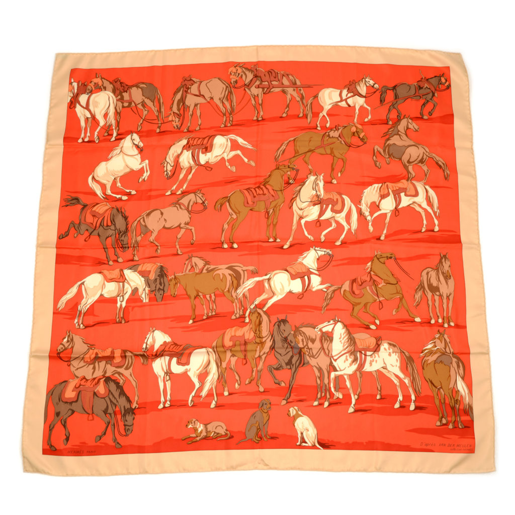 red D'après Van Der Meulen Hermès silk scarf.