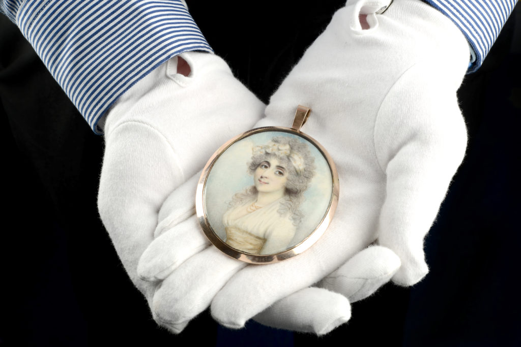 A Georgian portrait miniature pendant attributed to Philip Jean