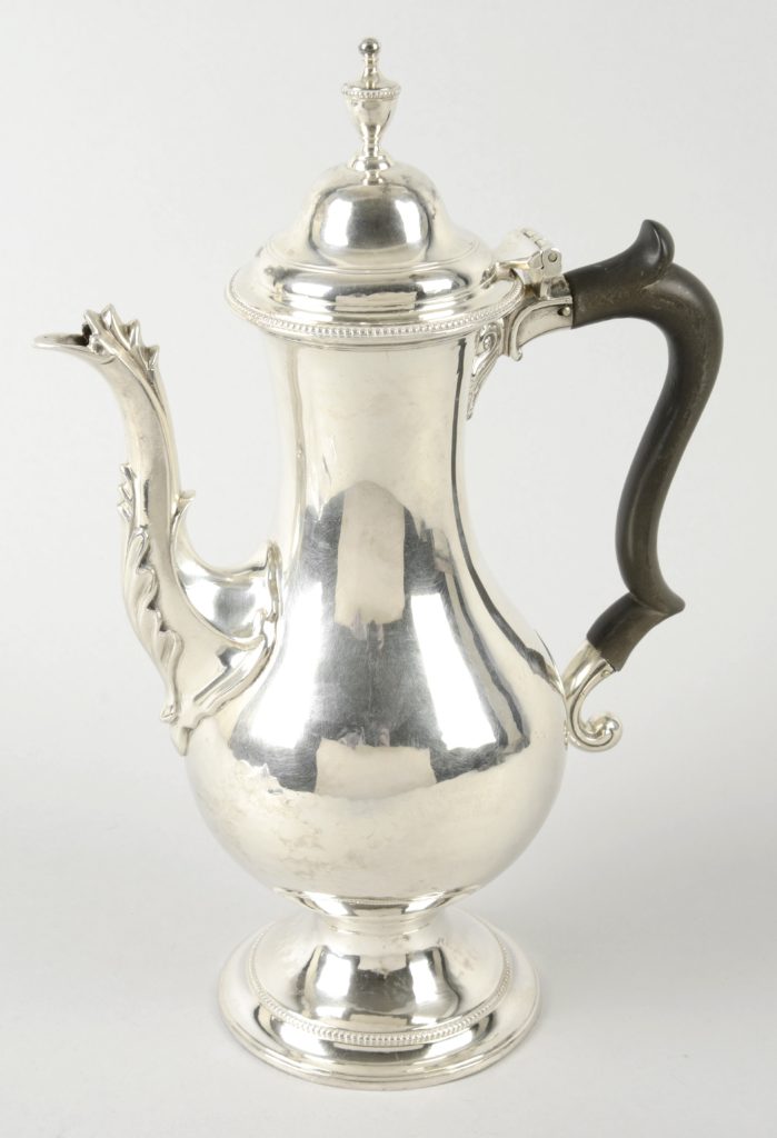 George III silver coffee pot by Hester Bateman.