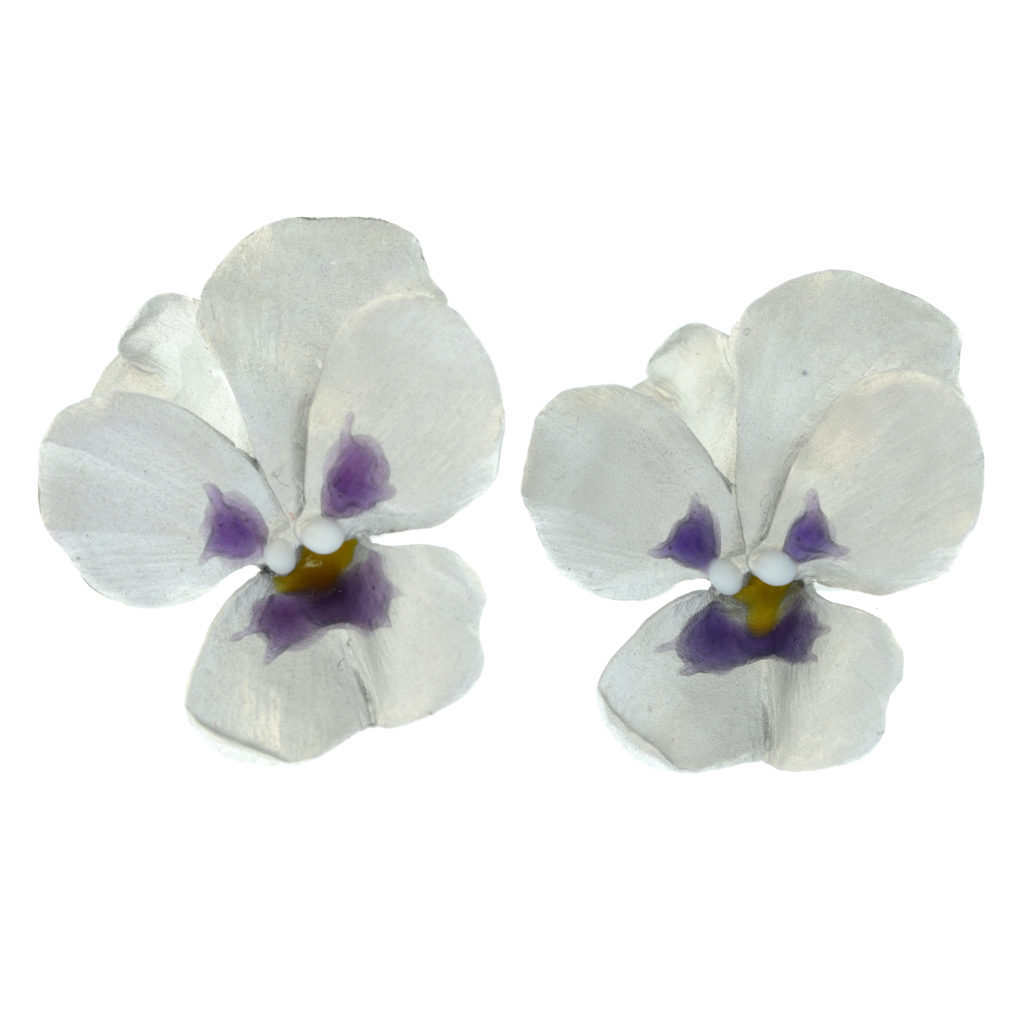 Enamel pansy floral earrings, by JAR