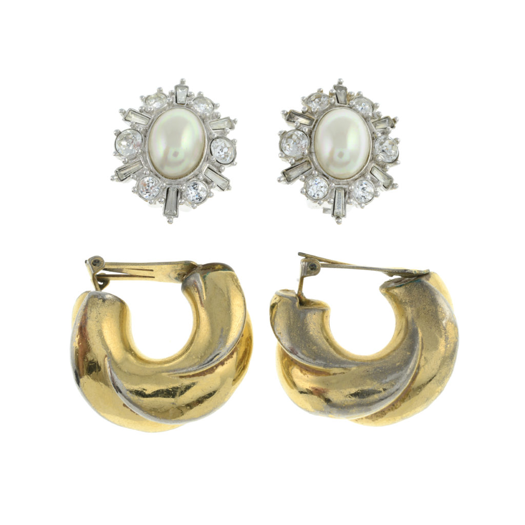 Christian Dior - two pairs of clip on earrings. 