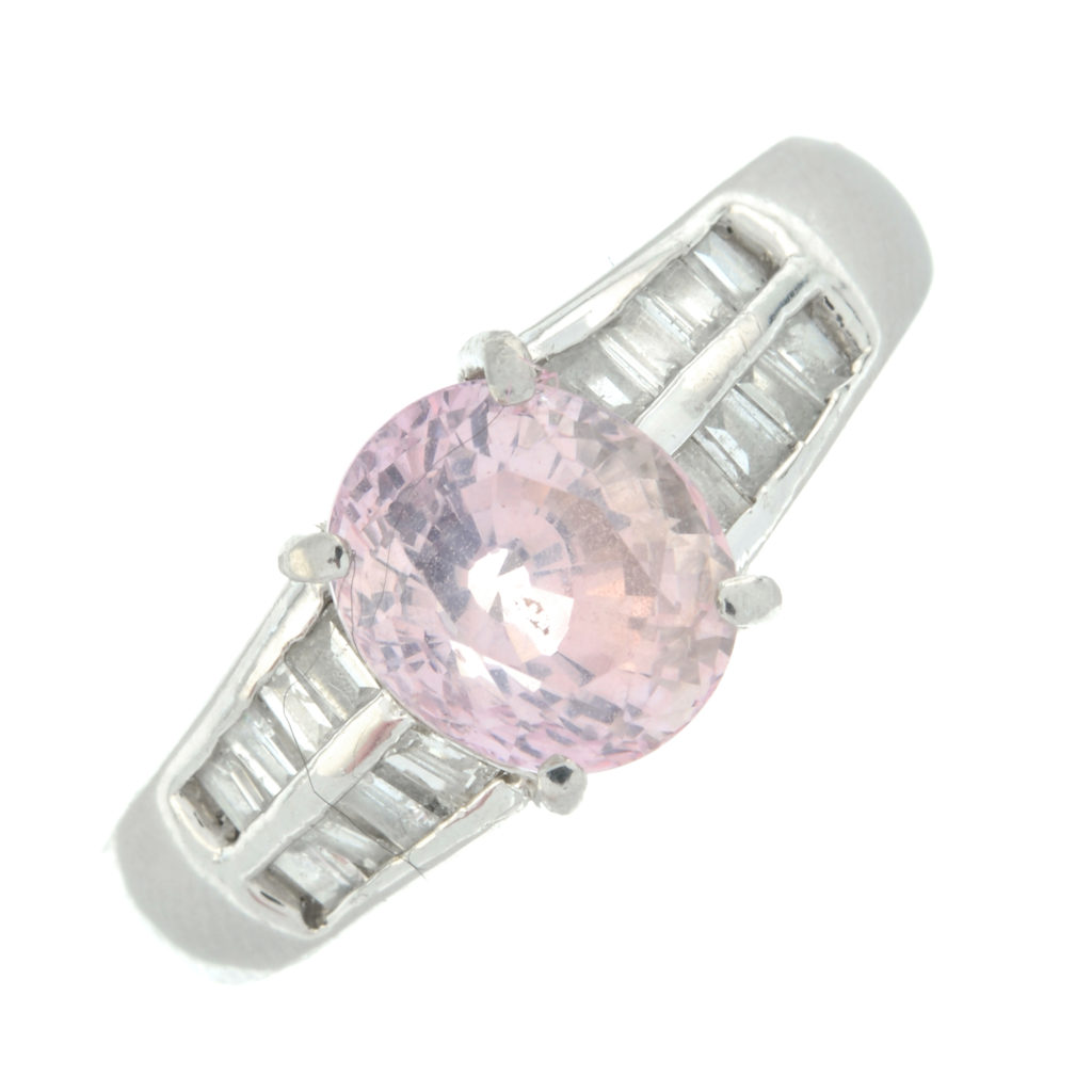 Sri Lankan pink sapphire and diamond ring