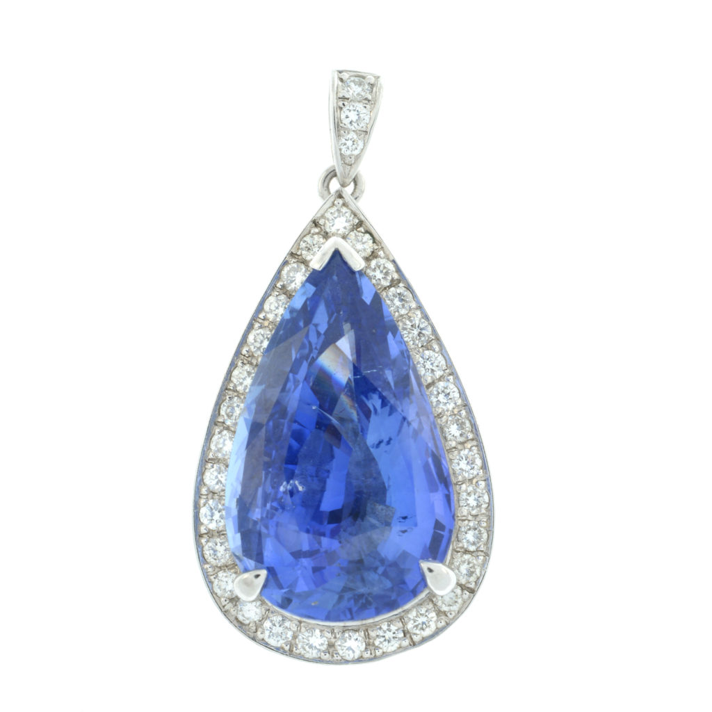 Sri Lankan sapphire and diamond pendant