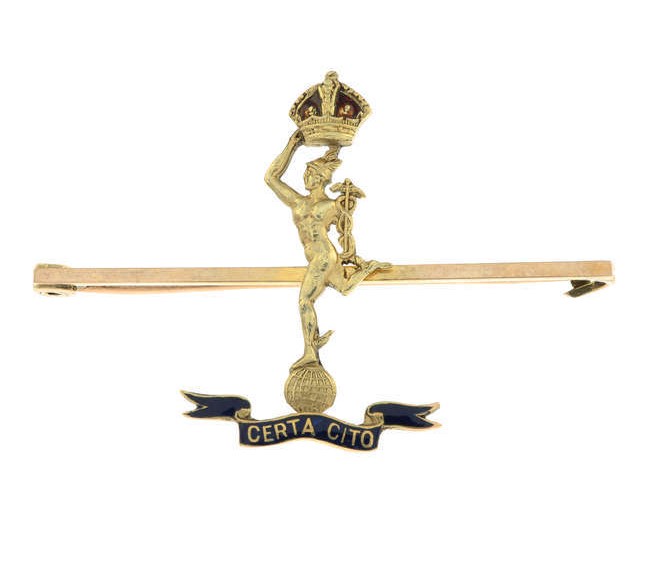 Enamel Royal Corps of Signals bar brooch.