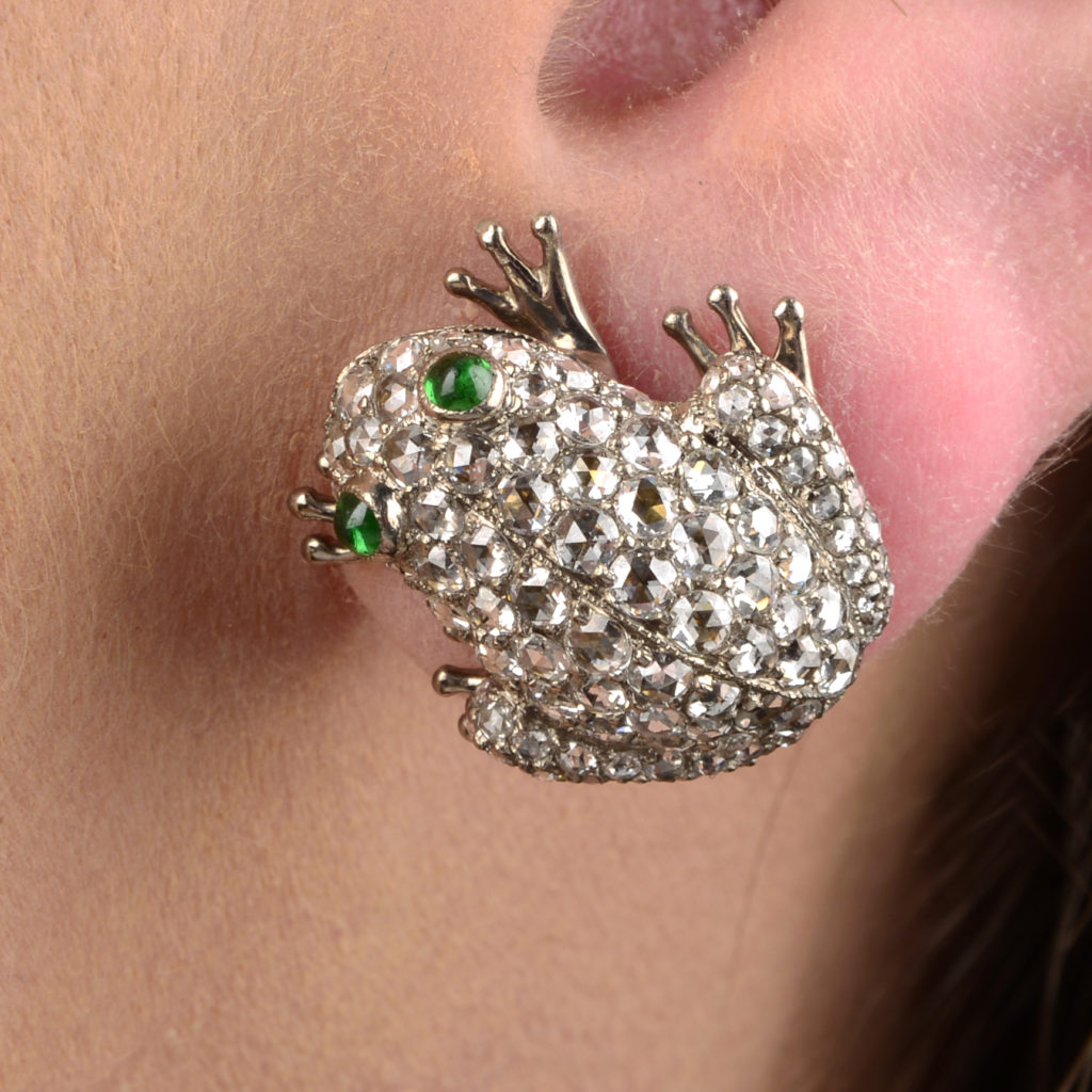 Diamond set frog jewellery - earrings