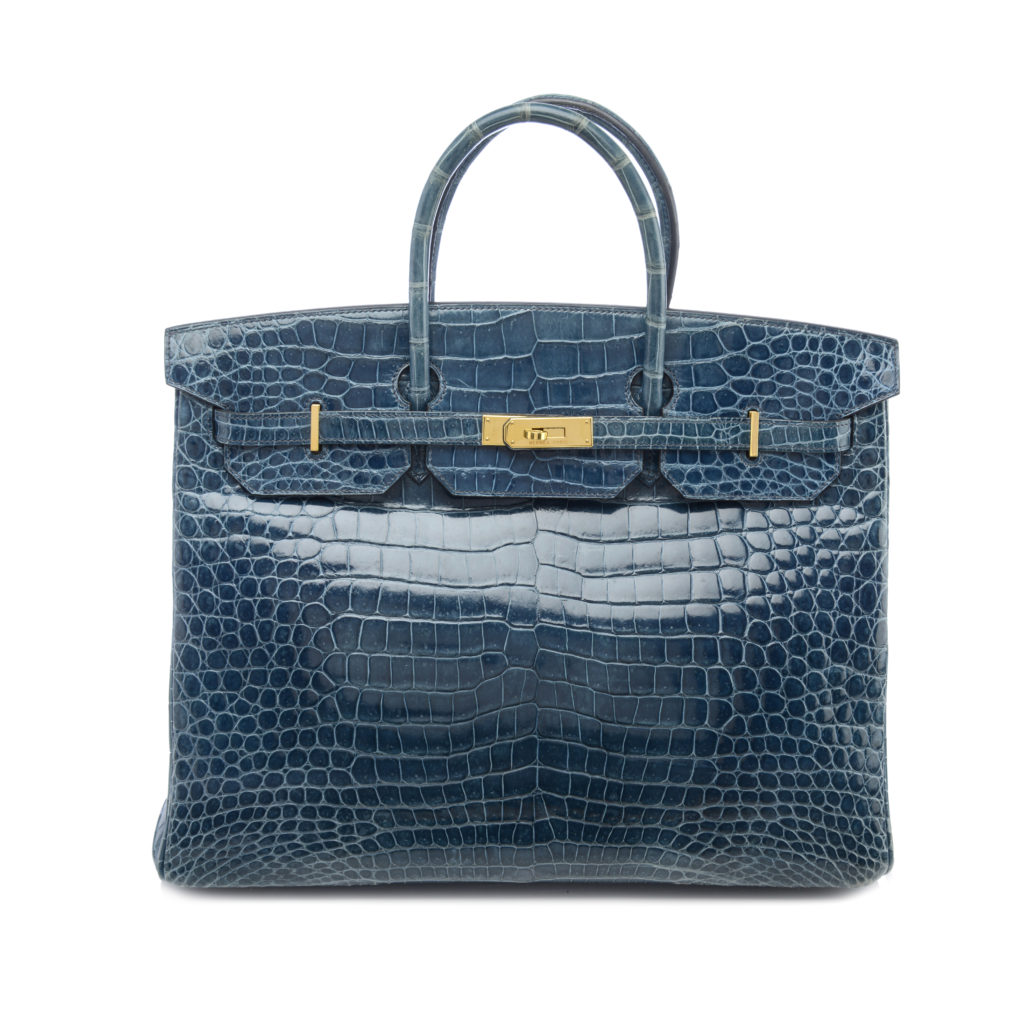 Hermès - Shiny Bleu Jaune Crocodile Birkin 40