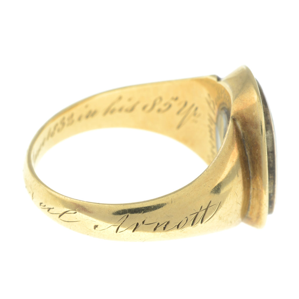 Gold mourning ring, for Jeremy Bentham, dedicated to Dr Neil Arnott