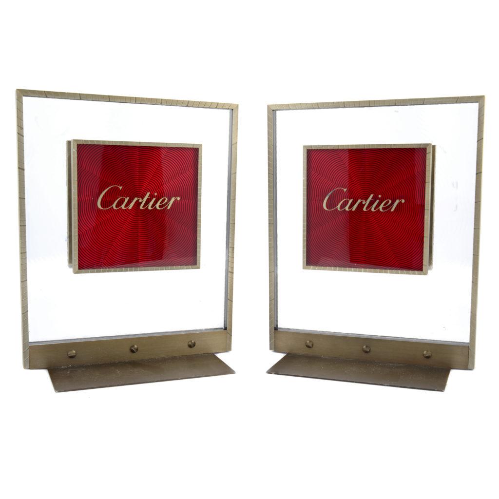 A pair of Cartier boutique displays