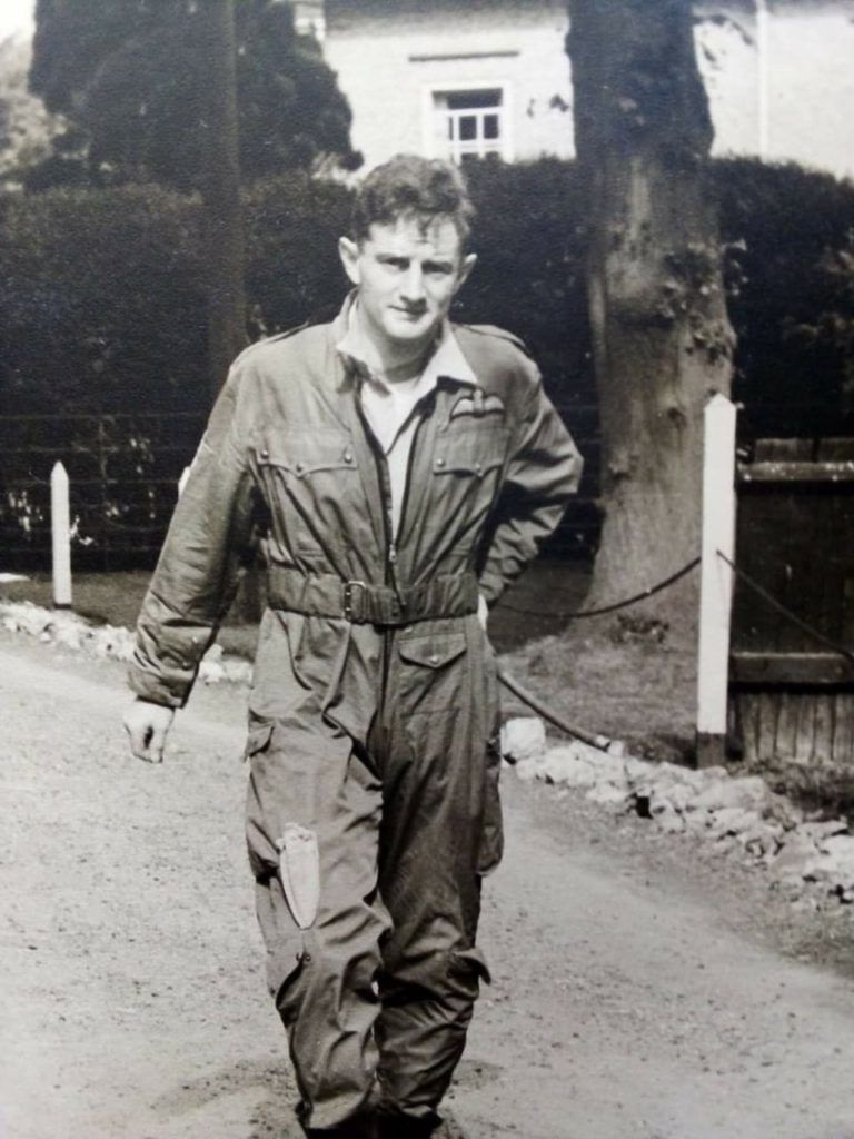 Officer C.W.G. walking back to base at Biggin Hill after an emergency ejection. 