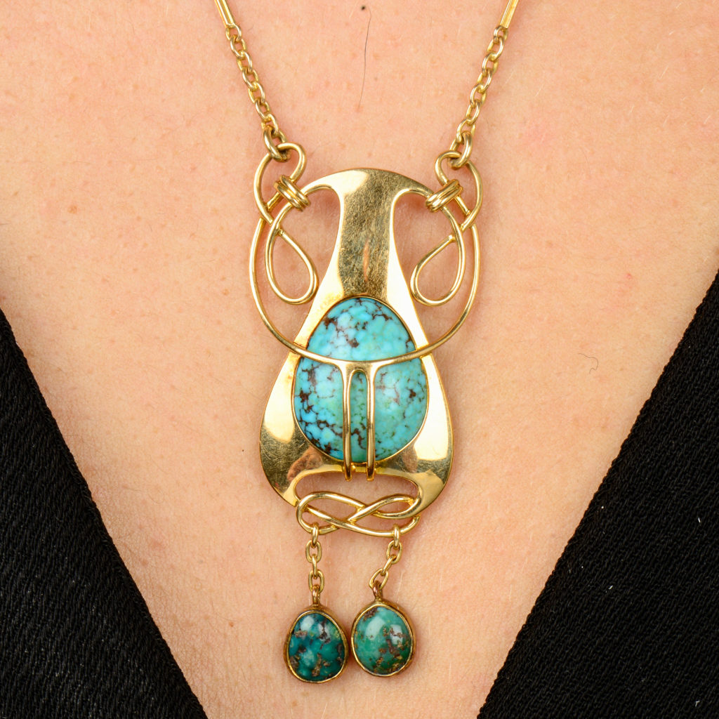 Gold turquoise necklace, by Murrle Bennett & Co.