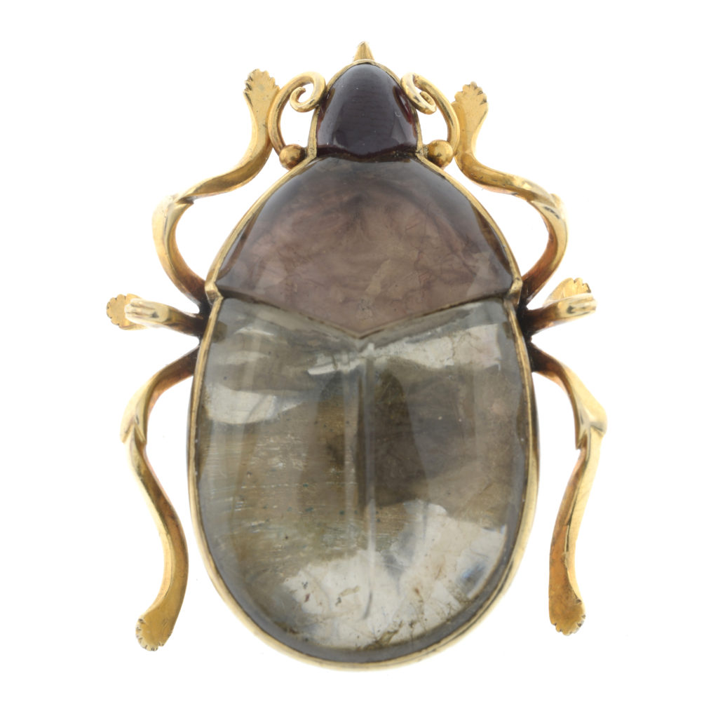 Victorian citrine & garnet scarab beetle brooch