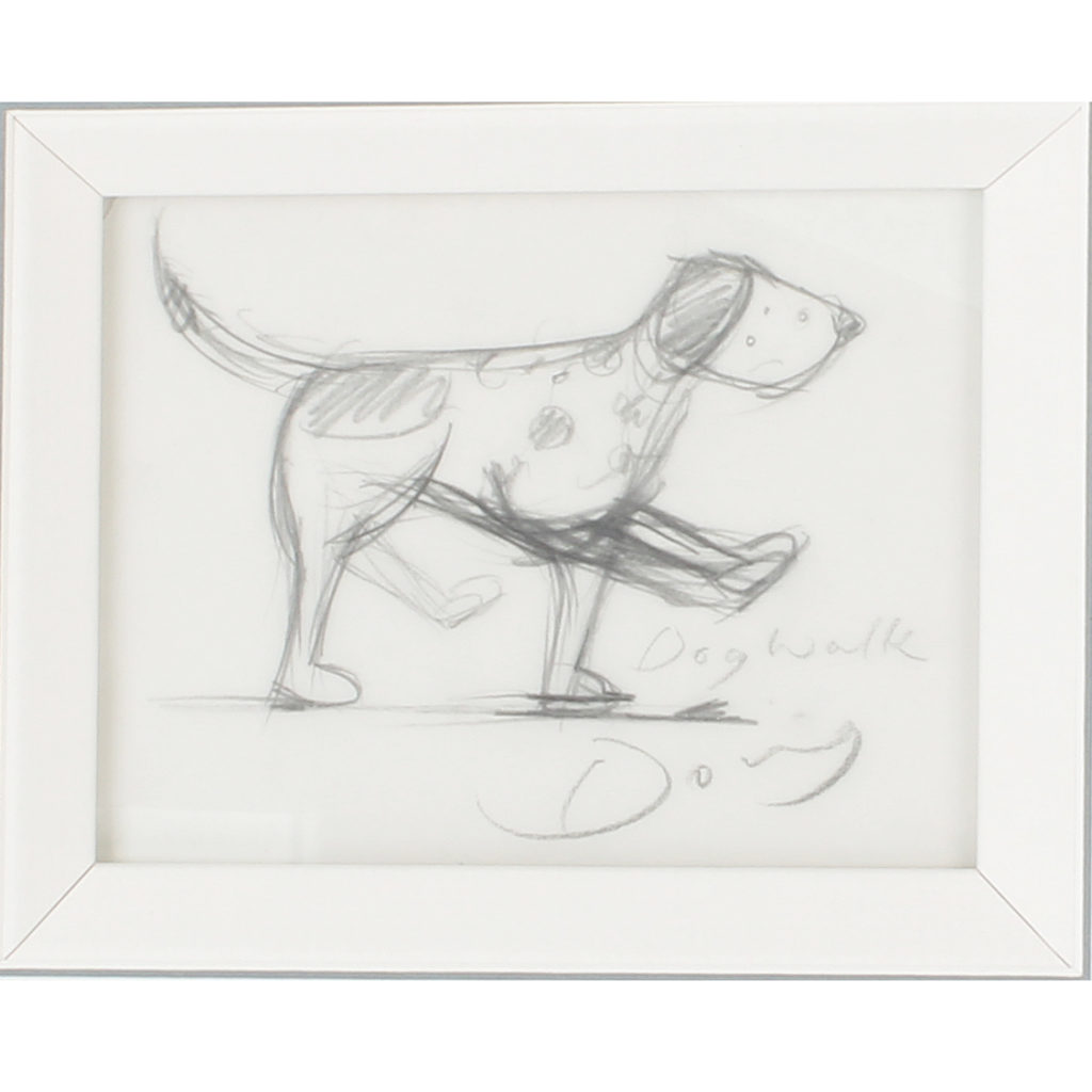 Doug Hyde pencil sketch titled ‘Dog Walk’