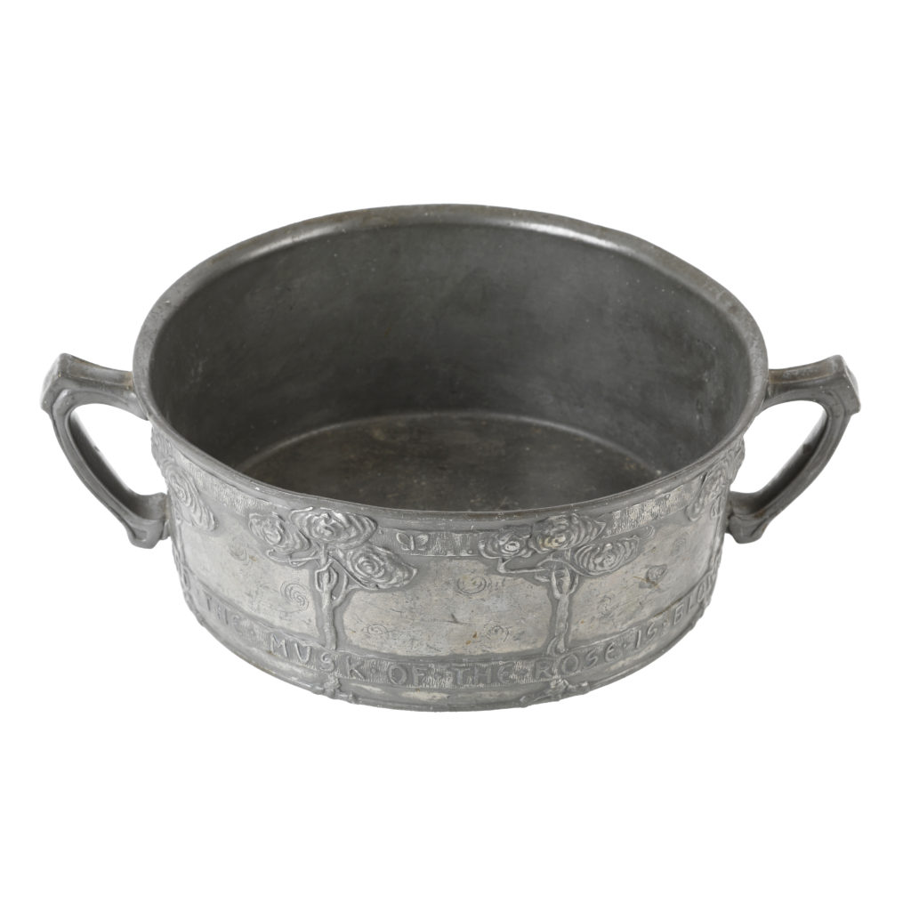 Art Nouveau pewter rose bowl by David Veasey for Liberty & Co