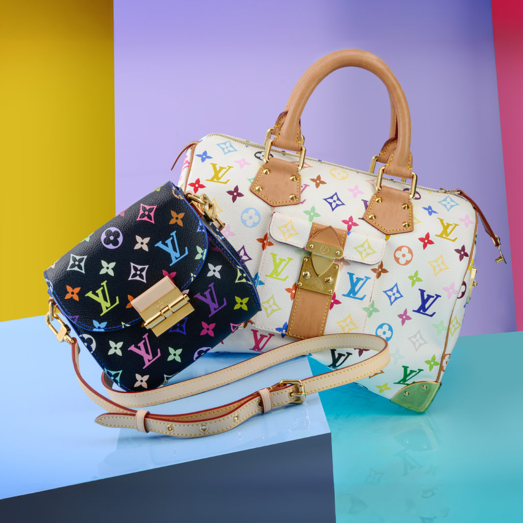 Louis Vuitton X Takashi Murakami bags.